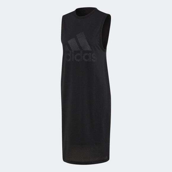 ADIDAS | Mesh-Overlay Logo Tank Black Dress XS - Picture 5 of 8